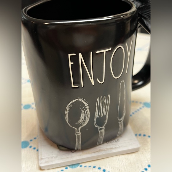 Rae Dunn Black Ceramic “ENJOY” Mug - Picture 3 of 6